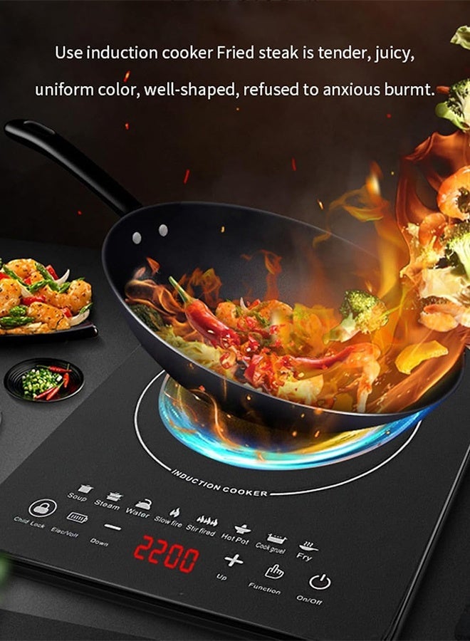 الحلم موقد حث كهربائي محمول 2200 واط، سطح طهي بلمس مع 8 برامج مسبقة، موقد حث مدمج للاستخدام المنزلي والفنادق والمطاعم والكرفانات والاستخدام الخارجي - Image 5